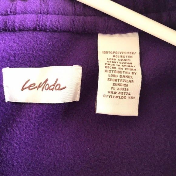 LeModa Poncho Cape Purple Collared Knee Length Open Front Pre-Owned - Picture 5 of 12